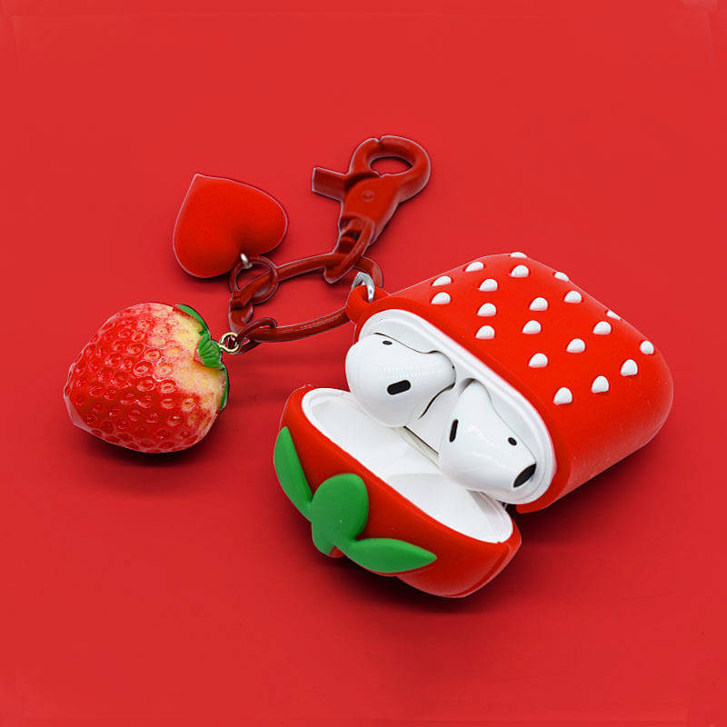 Airpods Protective Case Airpods2 Generation Protective Case Apple Wireless Bluetooth Earbuds Case Silicone Cute Strawberry iAxj