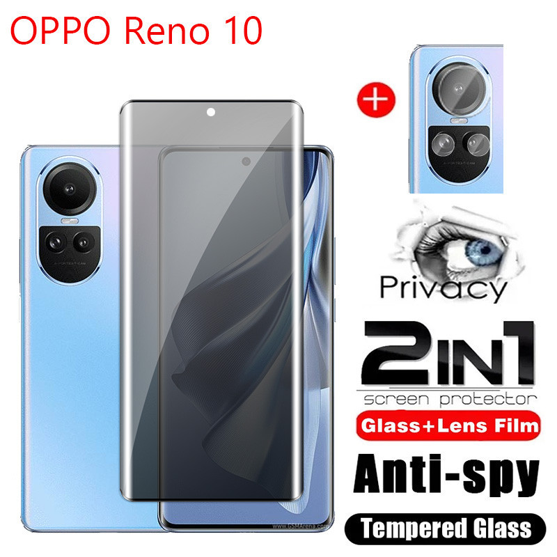 OPPO Reno14 13 12 11 10 9 Pro Plus 5G 14F 2025 โค้งความเป็นส่วนตัวกระจกนิรภัยป้องกันหน้าจอ 2in1 คลุมทั้งหมดฟิล์มป้องกันโทรศัพท์สําหรับ reno 12pro 11pro 9Pro 10Pro 8T เลนส์กล้อง