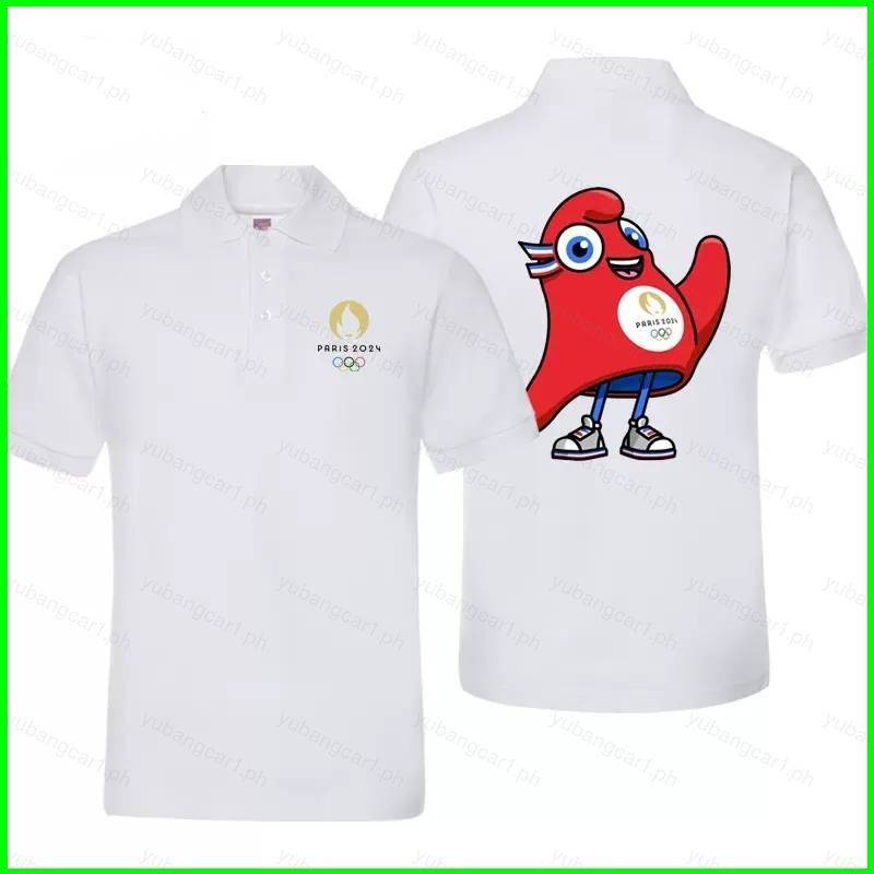 【YB1】เสื้อยืดโปโลแขนสั้น พิมพ์ลายเกมโอลิมปิก Paris 2024 3D แฟชั่นฤดูร้อน