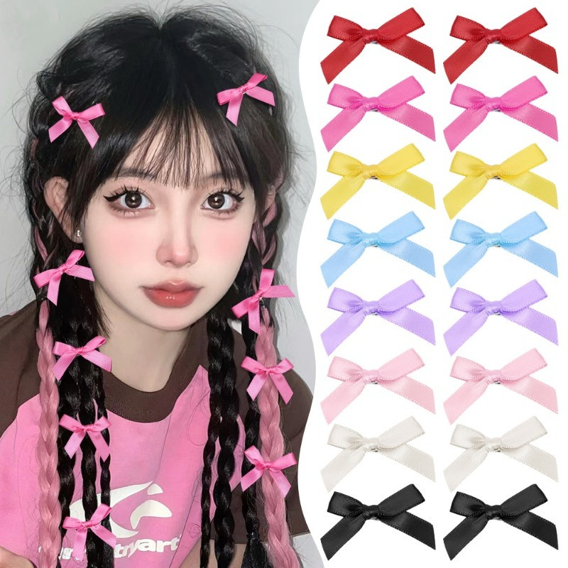 กิ๊บติดผมริบบิ้นโบว์ ขนาดเล็ก สีแคนดี้ สไตล์เกาหลี สําหรับผู้หญิง 8 ชิ้น Y2K