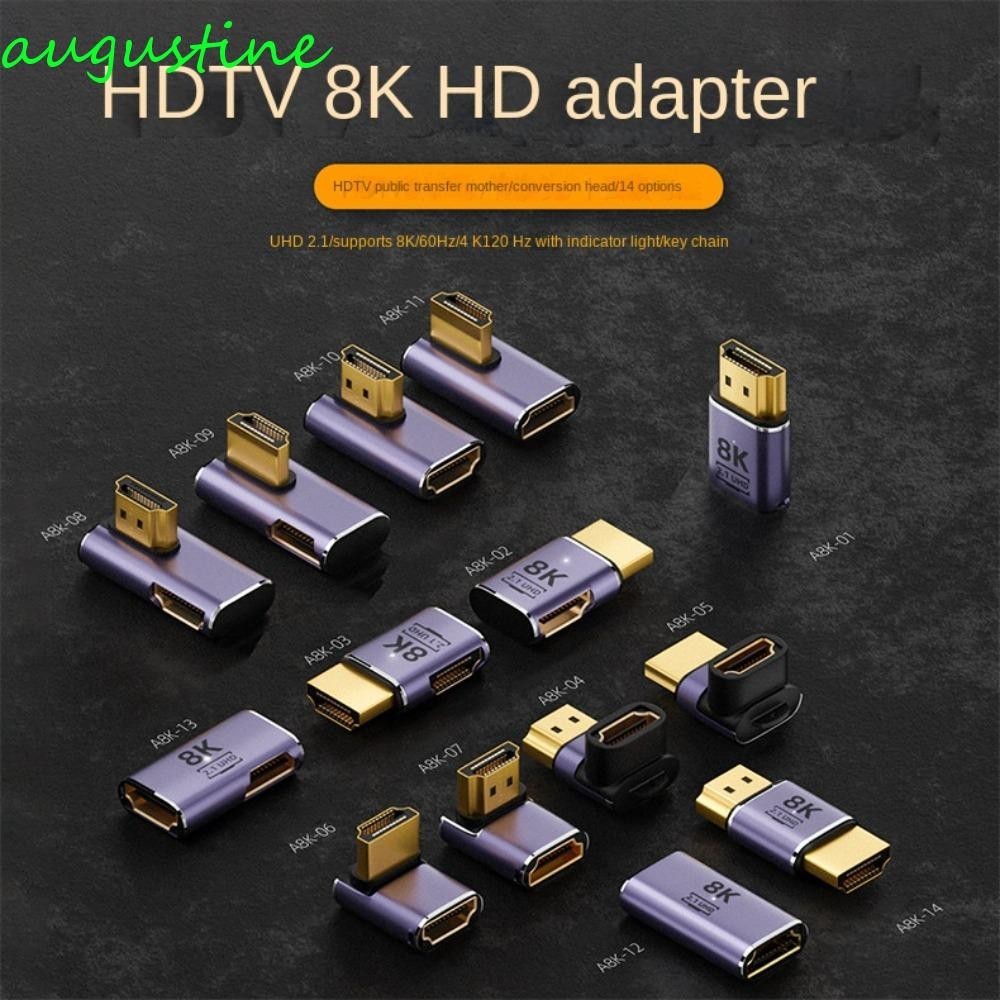 Augustine อะแดปเตอร์แปลง Hdmi 90 องศา L Type Hdmi 90 องศา เชื่อมต่อ Mini HD มุมขวา 4k@120Hz 270 องศา