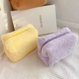 👛ร้านไทยพร้อมส่ง👛 กระเป๋าเครื่องสำอาง ผ้าพลัฌ สีมาการอง สีหวาน กระเป๋าเก็บของ ความจุขนาดใหญ่ กระเป๋าปอมๆ BAG02