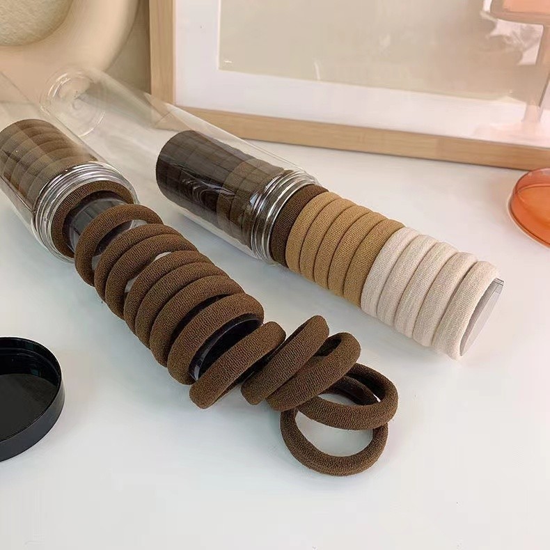 พร้อมส่ง ยางรัดผม ยืดหยุ่นสูง ไร้รอยต่อ สีพื้น เรียบง่าย สําหรับมัดผม 20 ชิ้น ต่อกล่อง