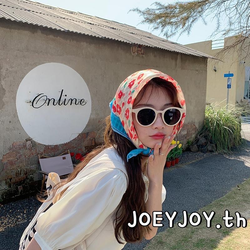Joeyjoy-ผ้าพันคอผมผ้าโพกหัวสําหรับผู้หญิงแฟชั่นดอกไม้พิมพ์ผ้าพันคอหัวเหลี่ยมเครื่องประดับผมสําหรับวันหยุดวันหยุดวันหยุดวันหยุด