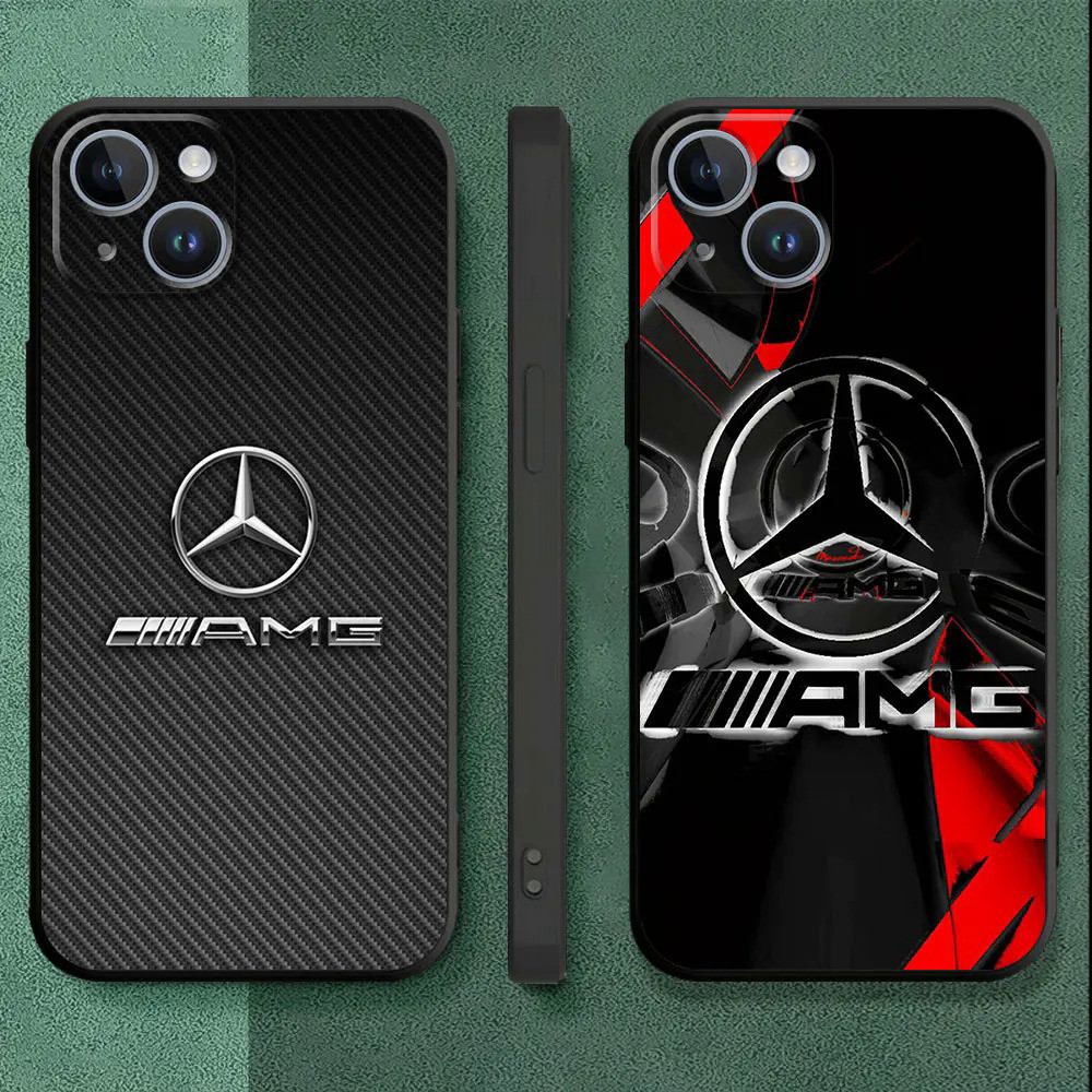 หรูหรา AMG เบนซ์ซิลิโคนโทรศัพท์กรณีนุ่มป้องกันการตก iPhone11 15 14 13 Pro Max 7 8 plus 12 Xs XR