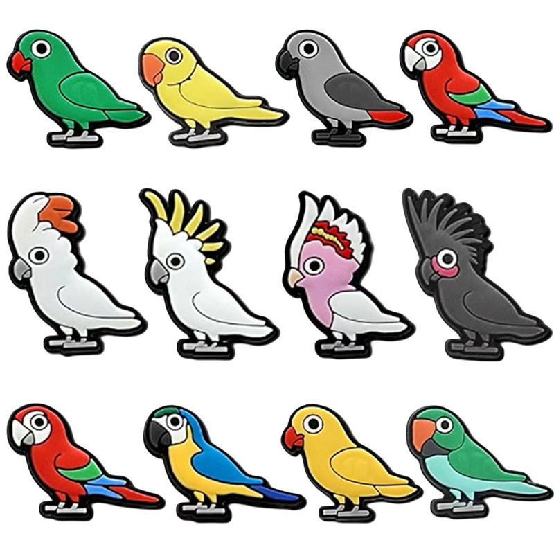 สามารถเลือกได้Bird Series รองเท้า Crocs Charms สําหรับสไลด์รองเท้าแตะ PVC รองเท้าอุปกรณ์เสริมสําหรับของขวัญวันเกิดคริสต์มาส