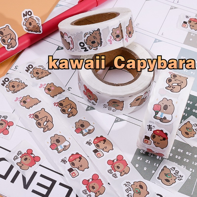 500 ชิ้น / ม้วน น่ารัก สติกเกอร์คาปิบารา การ์ตูนเด็ก รางวัล สติกเกอร์ ของขวัญ ตกแต่งโทรศัพท์ อุปกรณ์การเรียน ตกแต่งไดอารี่