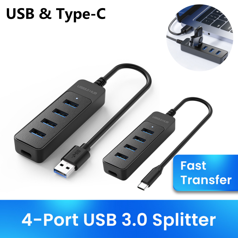 Usb 3.0 HUB Power Adapter 4 พอร ์ ต USB Splitter HUB 2.0 ประเภท C HUB หลาย Expander ความเร ็ วสูง Transfer สําหรับอุปกรณ ์ เสริมคอมพิวเตอร ์