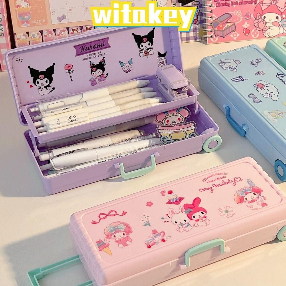 Witakey ดินสอ , Kuromi Pochacco Melody กล ่ องดินสอความจุขนาดใหญ ่ , อุปกรณ ์ เครื ่ องเขียนที ่ ใช ้ งานได ้ จริงรถเข ็ นกล ่ องออกแบบปากกากระเป ๋ าเด ็ ก