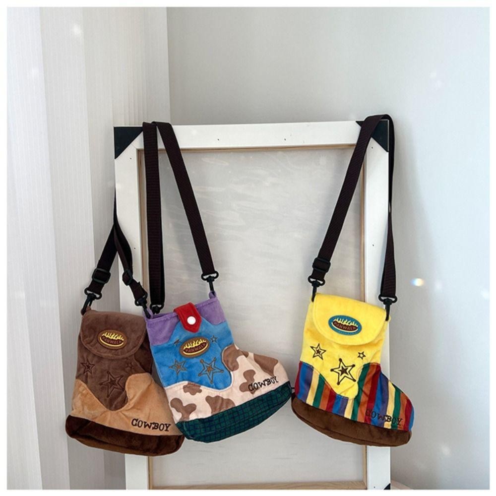 UUMIR กระเป๋าสะพายไหล่กระเป๋าตุ๊กตาผ้ากํามะหยี่ทรงรองเท้ากระเป๋าถือปักคัน - รูปที่ 2