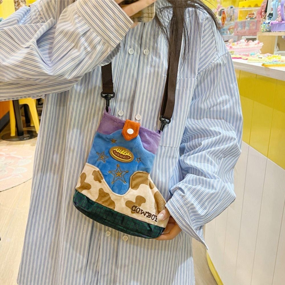 UUMIR กระเป๋าสะพายไหล่กระเป๋าตุ๊กตาผ้ากํามะหยี่ทรงรองเท้ากระเป๋าถือปักคัน - รูปที่ 3