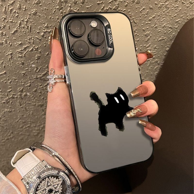 Simple Black Cat สําหรับ Apple Iphone15/16promax เคสโทรศัพท์ 14PLus คู่ 13 Frosted 12 Drop-Resistant Hard 11