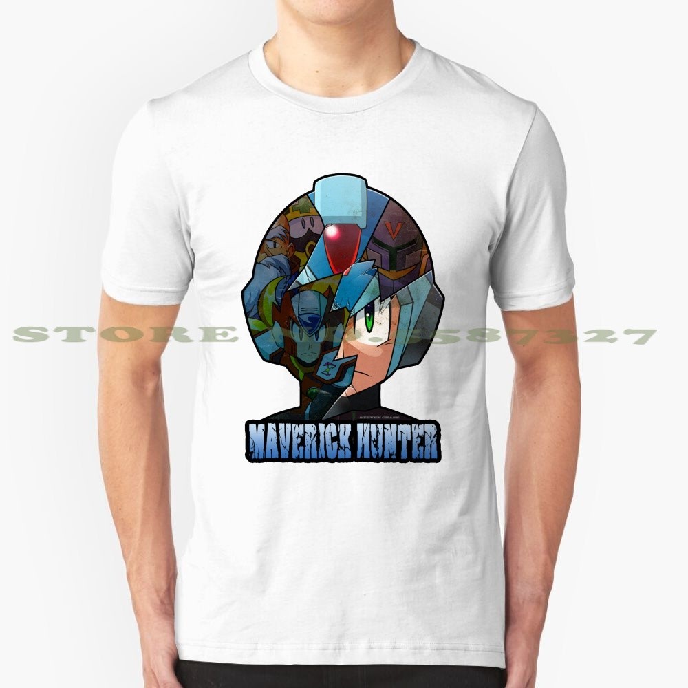 Mega Man - Maverick Hunter X สีดำสีขาว Tshirt สำหรับผู้ชายผู้หญิงMegaman X rockman Zero Vil W1