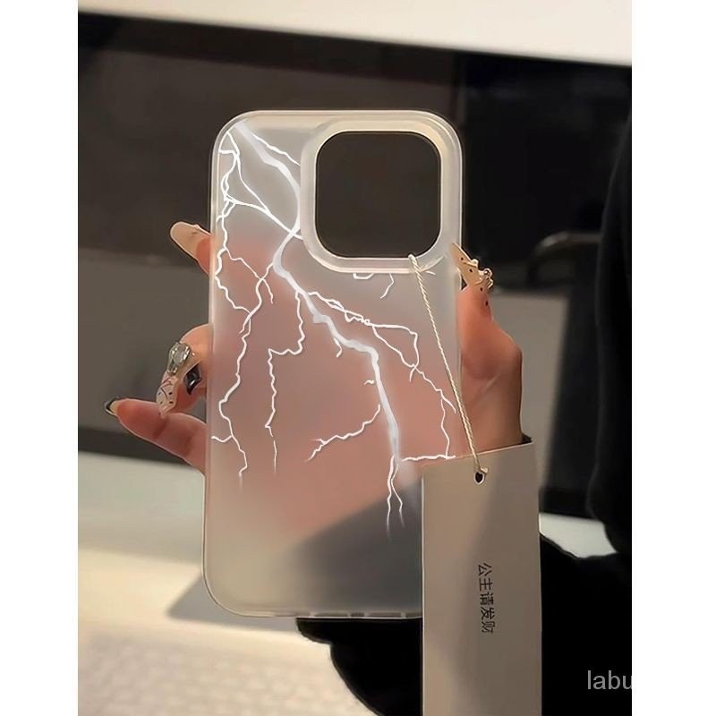 Simple Natural Silver Lightningเคสโทรศัพท์iPhone 15promax 14promax 15 14 13 12 11 pro max 14pro 13pro 13promax 12promax 15Plusกรณีโปร่งใส