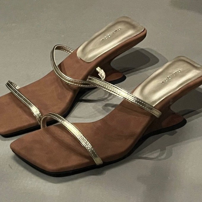 Slip-on Wedge Shoes Women 's Square Toe Open Toe Wedge Shoes Rubber