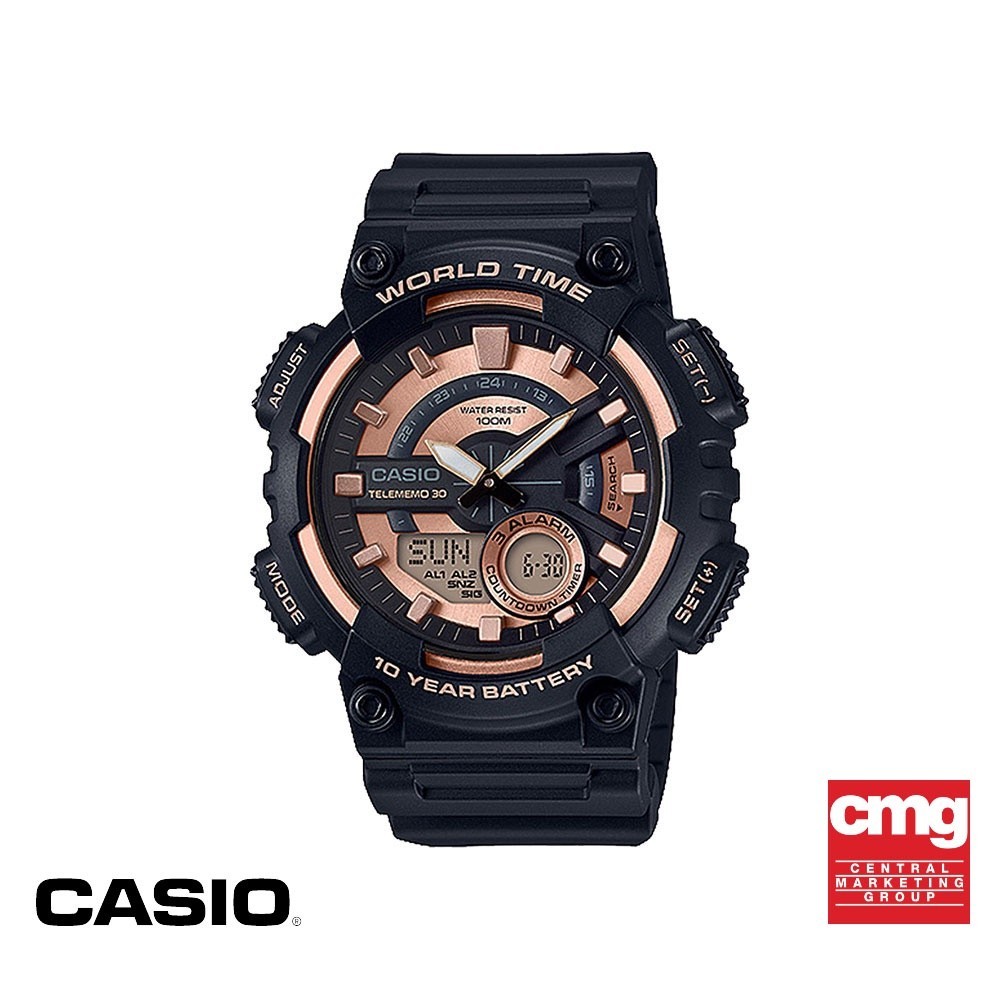 CASIO นาฬิกาข้อมือ CASIO รุ่น AEQ-110W-1A3VDF วัสดุเรซิ่น สีดำ