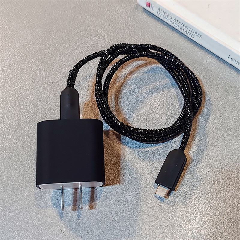 Simple Black 18w/20w Charger Protector Set Charger Case Cable Protector สําหรับ iPhone11 12 13 14pro max