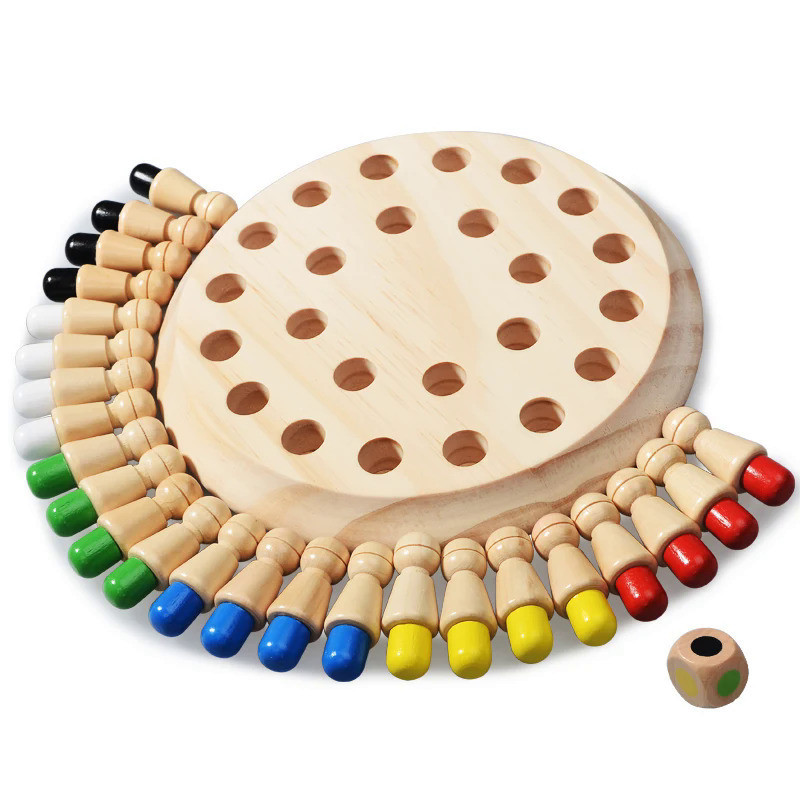 Kids Montessori Educational Wooden Toys Learning Color Sensory Toys Memory Match Stick Chess Puzzle 