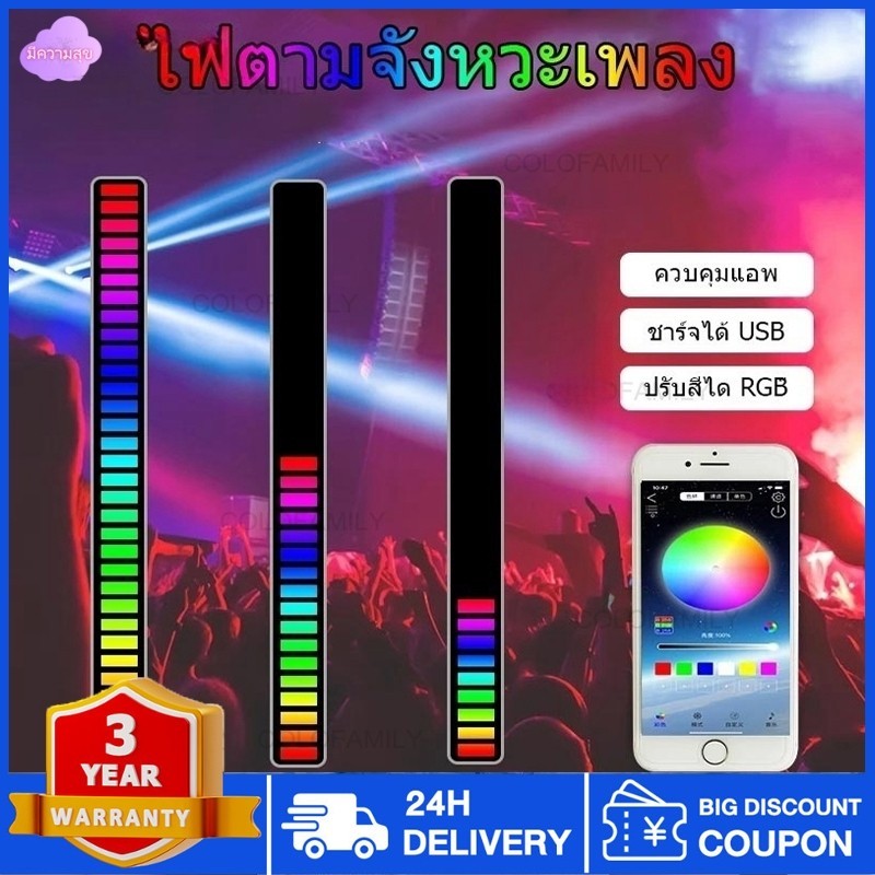 HOT💖APP & ควบคุมด้วยเสียง ไฟตามจังหวะเพลง ไฟ rgb ไฟเทคตามจังหวะเพลง ไฟปาร์ตี้ ปรับสีผ่านแอปพลิเคชัน สำหรับแต่งห้อง