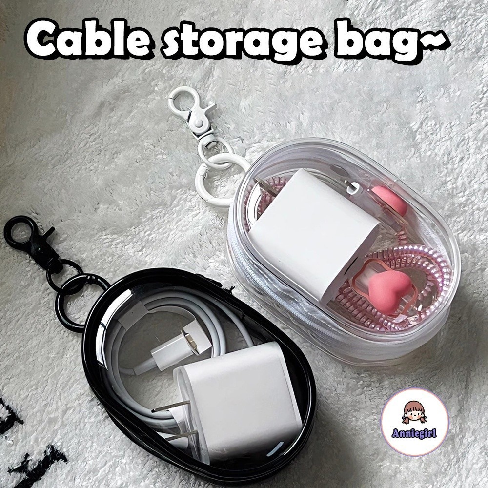 Ins Data Cable Storage Box โปร ่ งใสรอบหูฟัง Key Case Outdoor Travel Simple ลิปสติก