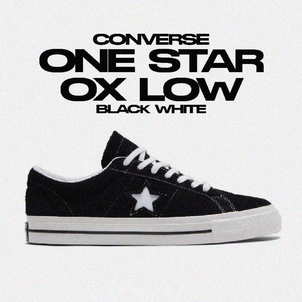 Converse One Star OX Low Black White รองเท ้ าผ ้ าใบของแท ้ 100 %