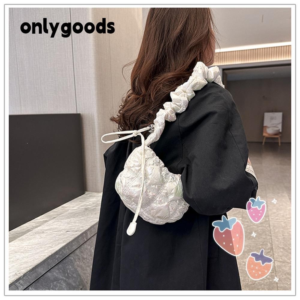 Only Pleated Bag , Drawstring Delicate Underarm Bag , 2024 Nylon Soft Texture Shoulder Bag อเนกประสงค ์