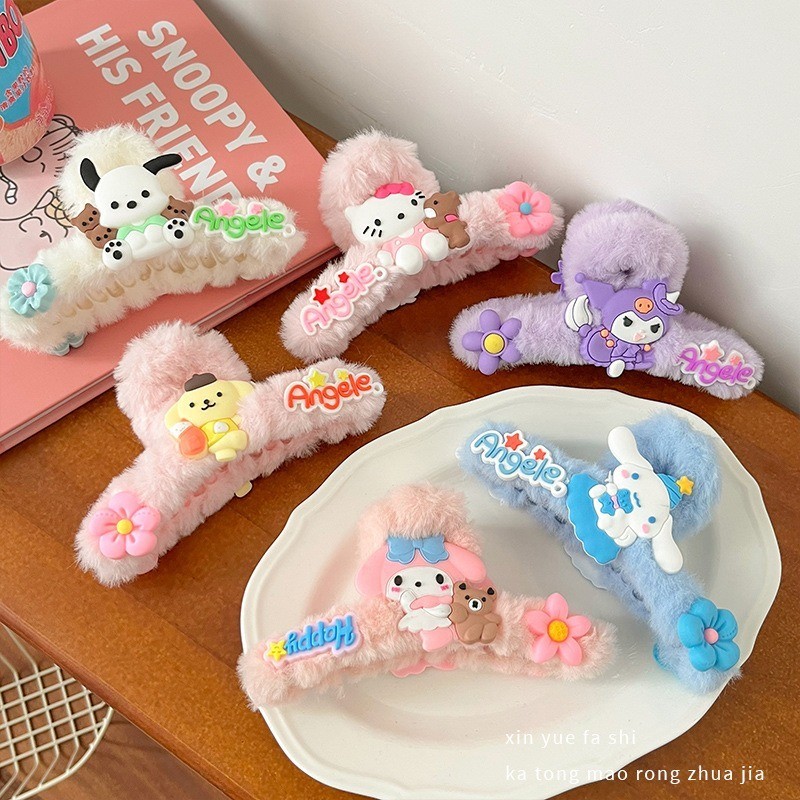 ตุ๊กตาคลิปฉลามขนาดใหญ่ผมคว้าการ์ตูน KT Kuromi Pochacco อะนิเมะ Headwear อุปกรณ์เสริม Girlish ของขวัญ