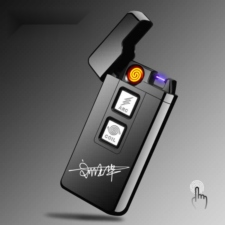 Sdin เซ็นเซอร์ลายนิ้วมือคู่ USB Arc ชาร์จไฟไฟแช็กกันลมที่จุดบุหรี่ไฟฟ้าสำหรับผู้ชาย