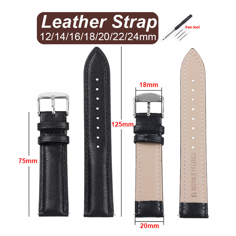 สายนาฬิกาหนังแท้ นุ่ม ขนาด 12-24 มม. สําหรับผู้ชาย/ผู้หญิง รองรับ Seiko/Omega Universal Cowhide