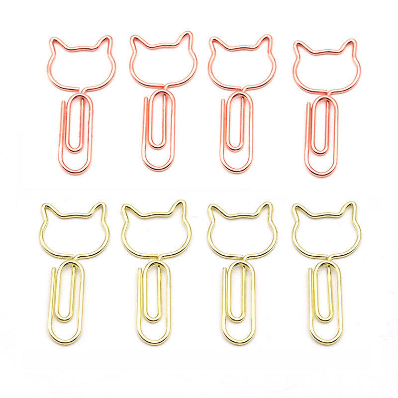 5ชิ้นการ์ตูนหัวแมวคลิปหนีบกระดาษคลิปหนีบกระดาษสีสร้างสรรค์กุหลาบทองที่สวยงามและมินิมอลที่คั่นหนังสือเครื่องเขียนอุปกรณ์การเรีย