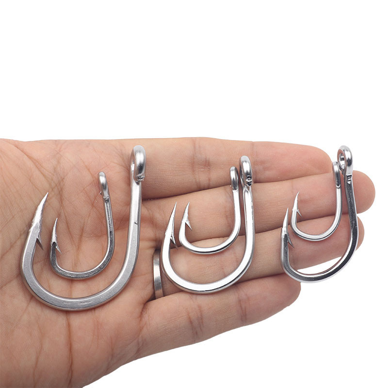 10884 สแตนเลสไม ่ มีสนิม Jig Lure ตะขอตกปลาสีขาว Strong Big เกมปลา Tuna เหยื ่ อ Assist Fishhook ขนาด 2/-12/0