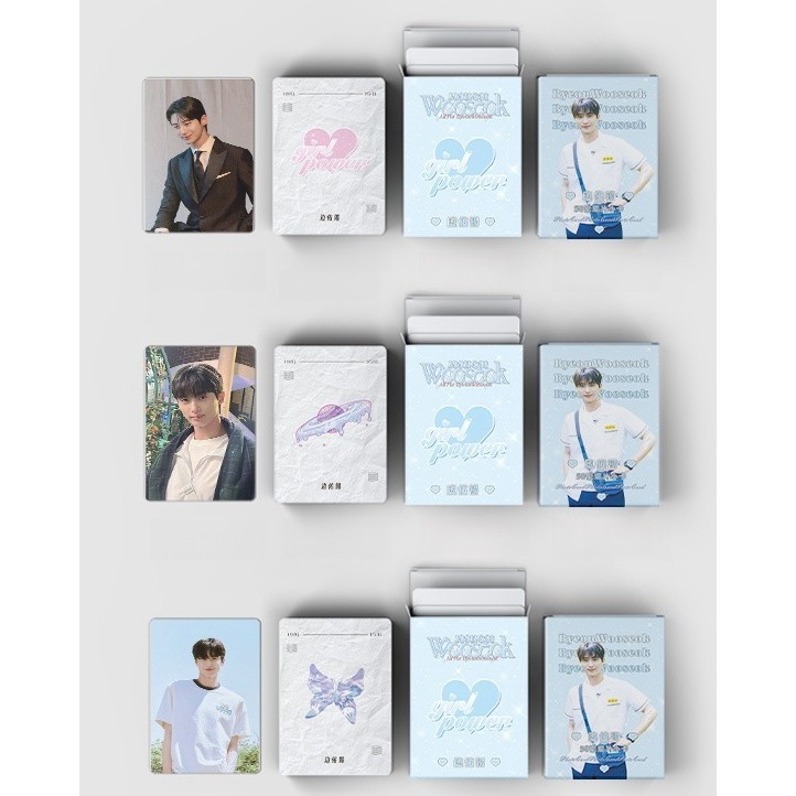 50pcs/box Byeon Woo-seok SOLO Laser Hologram Photocards Korean Actor Lomo Cards Loverly Runner Kpop Holographic Postcards