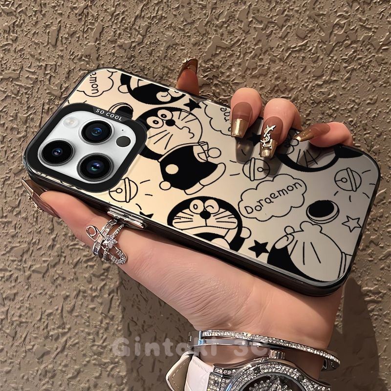 Honor Magic 6 Pro Magic 5 4 Pro Honor 90 Lite 5G 70 50 X9b X9a X9 4G กรณีอะคริลิค Hard ปลอกโลหะเหมือน Doraemon การ์ตูนหรูหรา Silver Matte Cover