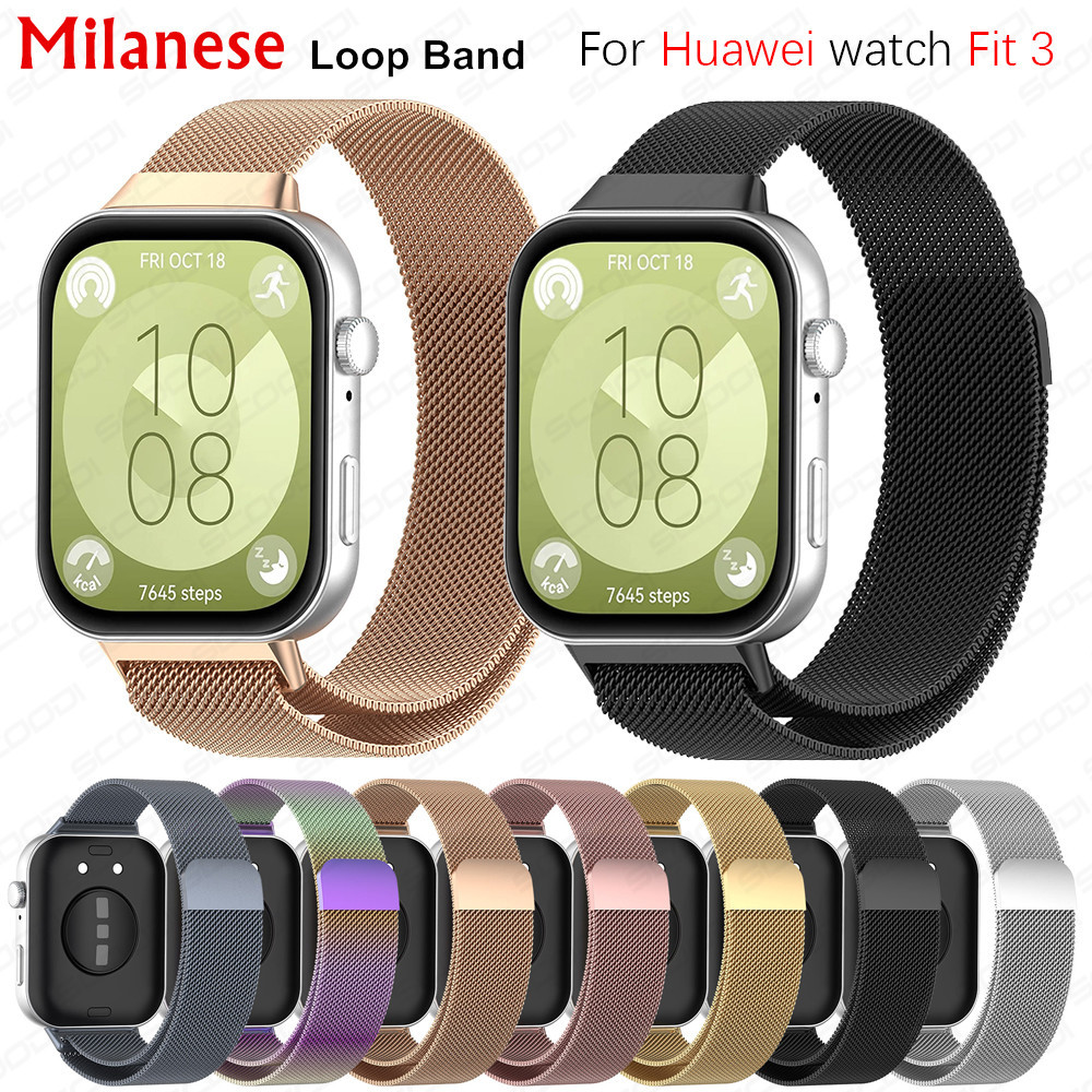 Milanese Loop สําหรับนาฬิกา Huawei Fit 3 สายกันน ้ ําสายรัดข ้ อมือโลหะ Smartwatch อุปกรณ ์ เสริมสร ้ อยข ้ อมือ