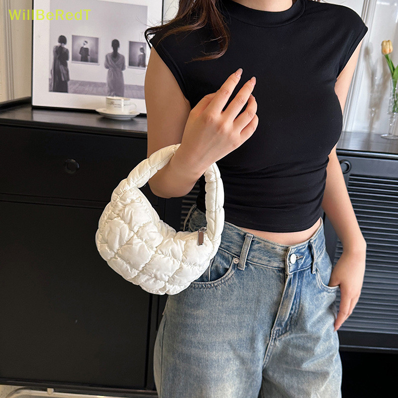 [WillBeRedT ] Fashion Cloud Pleated Handbag Dumpling Bag Tote Bag Quilted Shoulder Bags Underarm Bag [NEW ]