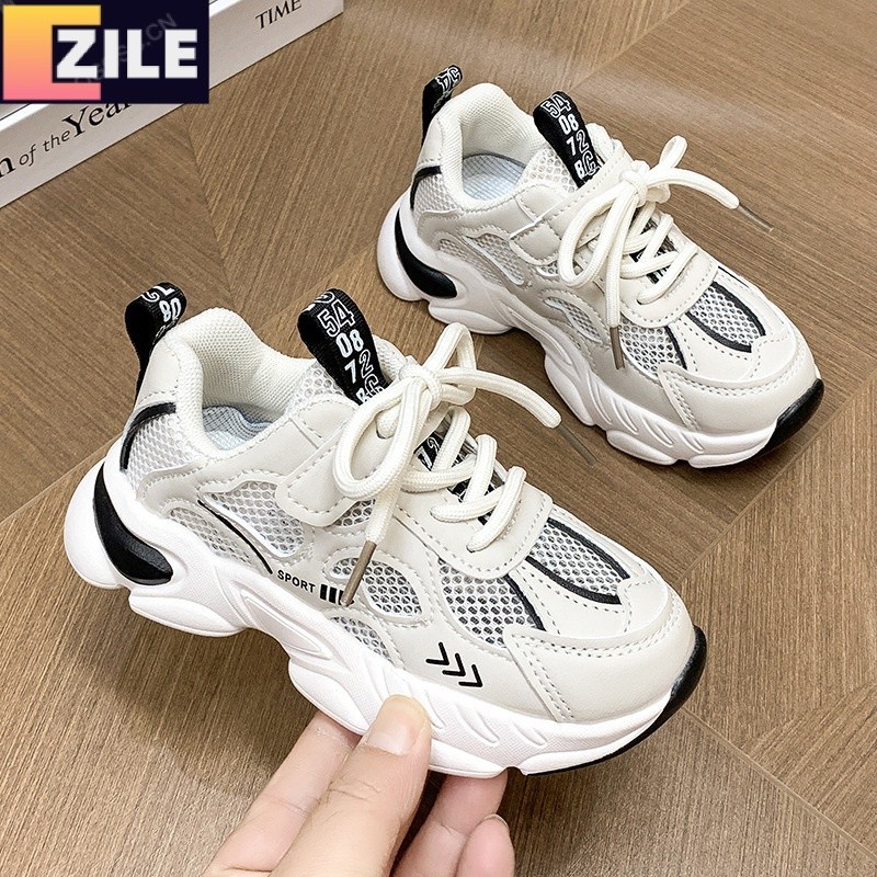 รองเท ้ ากีฬาเด ็ ก Breathable Soft-Soled รองเท ้ าเด ็ กผู ้ หญิงรองเท ้ าพ ่ อสีขาว