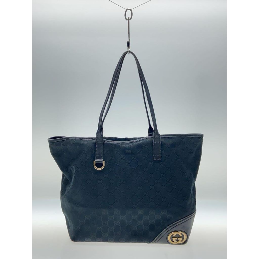 GUCCI Tote Bag GG Canvas New Britt Black Direct from Japan Secondhand