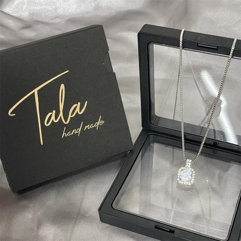 Tala สร้อยคอเงินทํามือ Liontin Cubic Zirconia สําหรับผู้หญิงเกาหลีเครื่องประดับสร้อยคอจี้สี่เหลี่ยมพร้อมกล่องของขวัญ