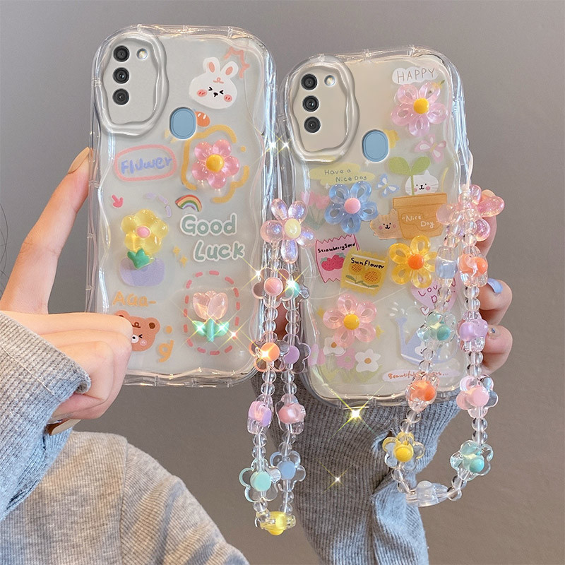 เคส Samsung A11 เคส เข ้ ากันได ้ กับโปร ่ งใสน ่ ารักการ ์ ตูนครีมขอบนุ ่ มซิลิโคนเคสโทรศัพท ์ TYGZ2