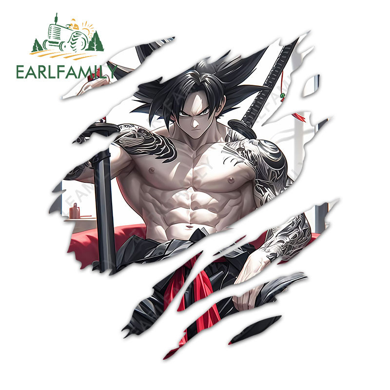 EARLFAMILY 13 ซม.x 11.5 ซม.Dragon Ball Tear สติกเกอร์รถสภาพอากาศทนอารมณ์ขัน Scratch-Proof ตู้เย็นไฟฟ้า-จักรยาน DIY Decal Graffiti