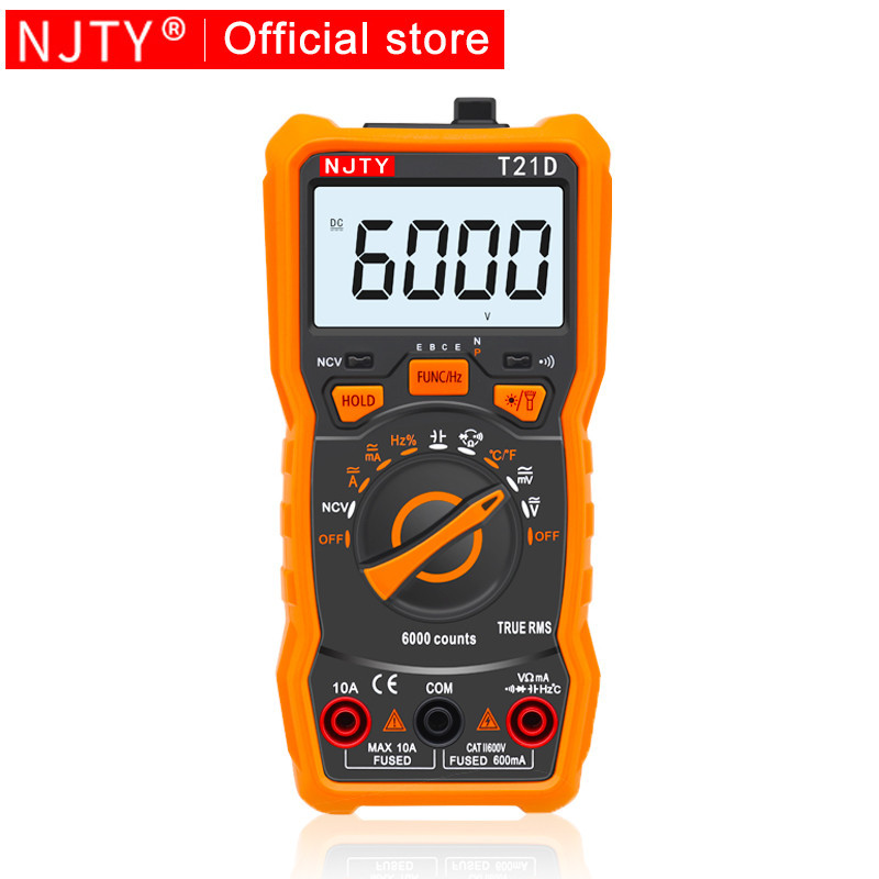 Njty มัลติมิเตอร์แบบดิจิตอล 6000 นับ AC/DC AV ช่วงอัตโนมัติ T-RMS NCV เครื่องทดสอบโวลต์มิเตอร์