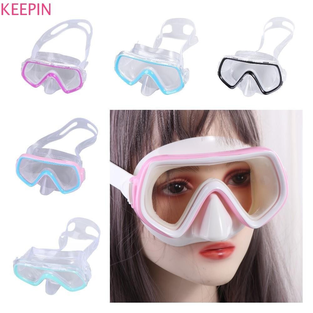 Keepin แว่นตาว่ายน้ําสําหรับเด็ก, PC Glass PVC Strap หน้ากากดําน้ําเด็ก, Anti Fog Anti-Leak with Nose Cover Snorkel แว่นตาว่ายน้ํา 3-8 ปี