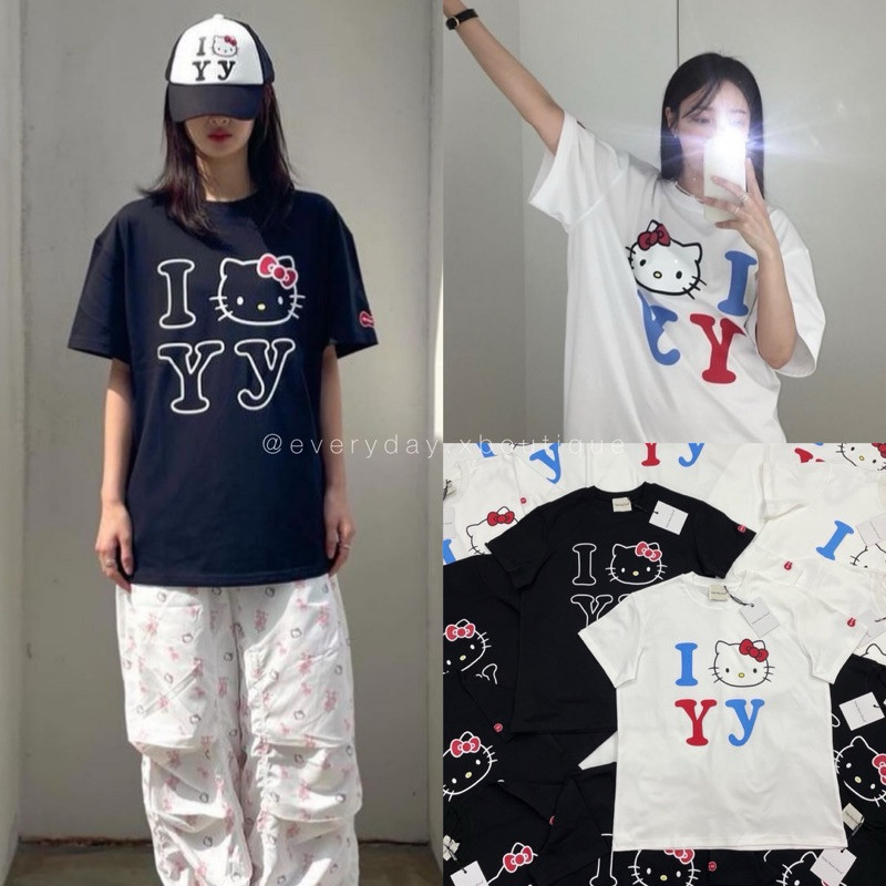 Nuziro เสื้อยืด oversize - การ์ตูนน่ารัก hellokitty พิมพ์เสื้อยืดแขนสั้น #1795