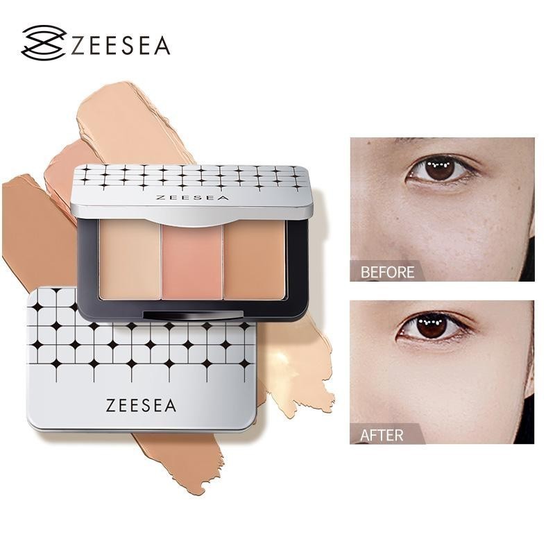 【COD 】 Zeesea คอนซีลเลอร ์ สามสี Palette กันน ้ ําครอบคลุมเต ็ มรูปแบบคอนซีลเลอร ์ อเนกประสงค ์ คอนซีลเลอร ์ แก ้ ไขสีสําหรับความหมองคล ้ ํา รอยแผลเป ็ นและสิว