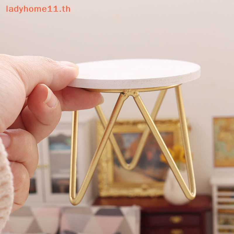 Onelady 1:12 Dollhouse Miniature เหล็กรอบโต๊ะน้ําชามินิโต๊ะกาแฟโต๊ะรับประทานอาหารห้องครัวห้องนั่งเล่นตกแต่งของเล่นเด็ก TH