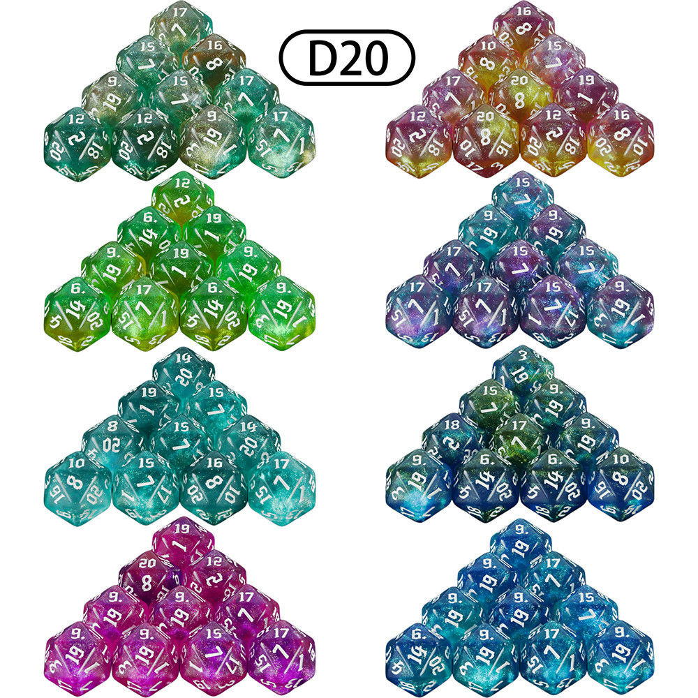10PCS Polyhedral D20 ลูกเต๋า 20 ด้านลูกเต๋าชุดสําหรับ DND RPG เกมบนโต๊ะ,ผสมสี D20 เกมลูกเต๋า