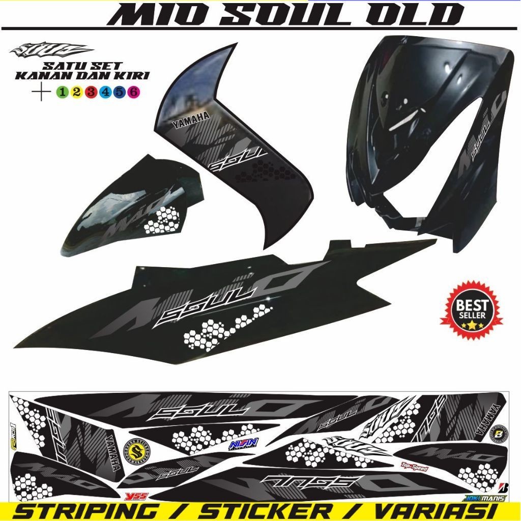 POLET LIST สติ๊กเกอร์ VARIATION STRIPING POLET MOTORCYCLE MIO SOUL CARBON / สติ๊กเกอร์ MOTORCYCLE MI