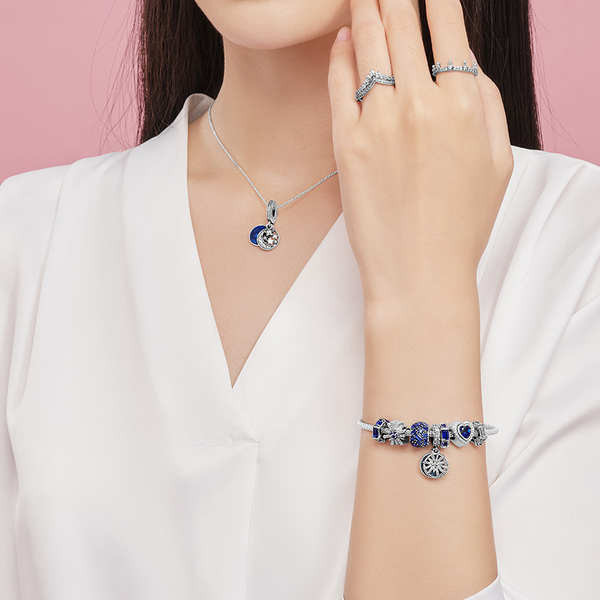 แหวน แหวนเงินแท้ แหวน Pandora Princess Pandora Wish 925 Silver Fairy Tale V-Pavé Premium Simple Gift Woman