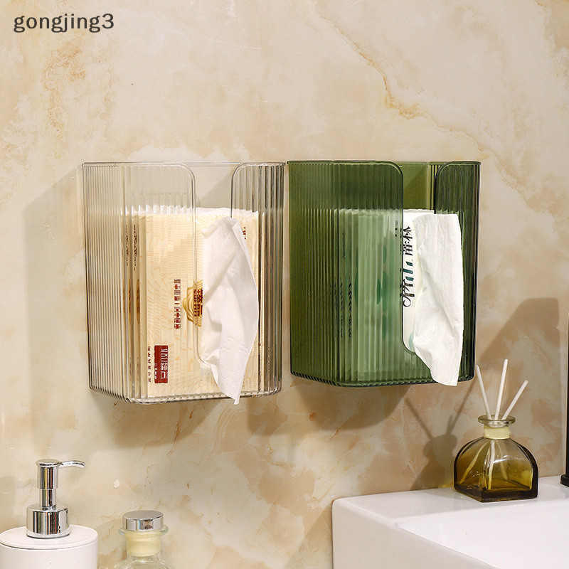 Gongjing3 ห้องน้ําติดผนัง Self-Adhesive กล่องกระดาษทิชชู Multi-Function กระดาษเช็ดมือกล่องเก็บแบบพกพาวาดกล่องสินค้า th