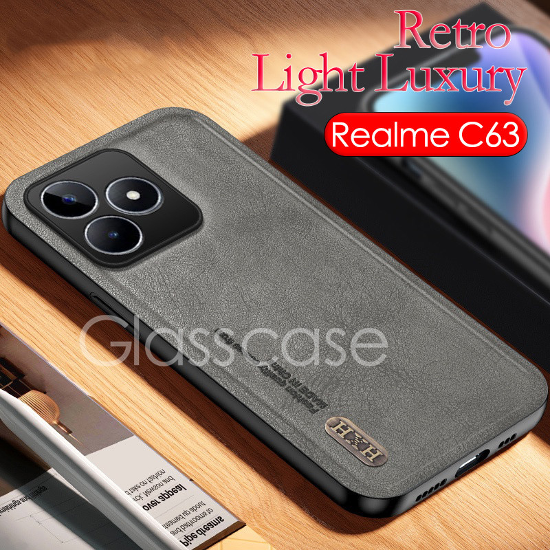 สําหรับrealme C63 C61 C51 C53 C55 C65 C67 C 61 C 51 C 53 C 65 C 67 Note50 RealmeC63 C 63 Retro Matteหนังโทรศัพท์กรณีเลนส์ป้องกันกันกระแทกปลอกปกหลัง
